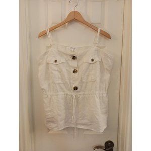 Women's Venus White Linen Blend Adjustable Strap Blouse Size 1X